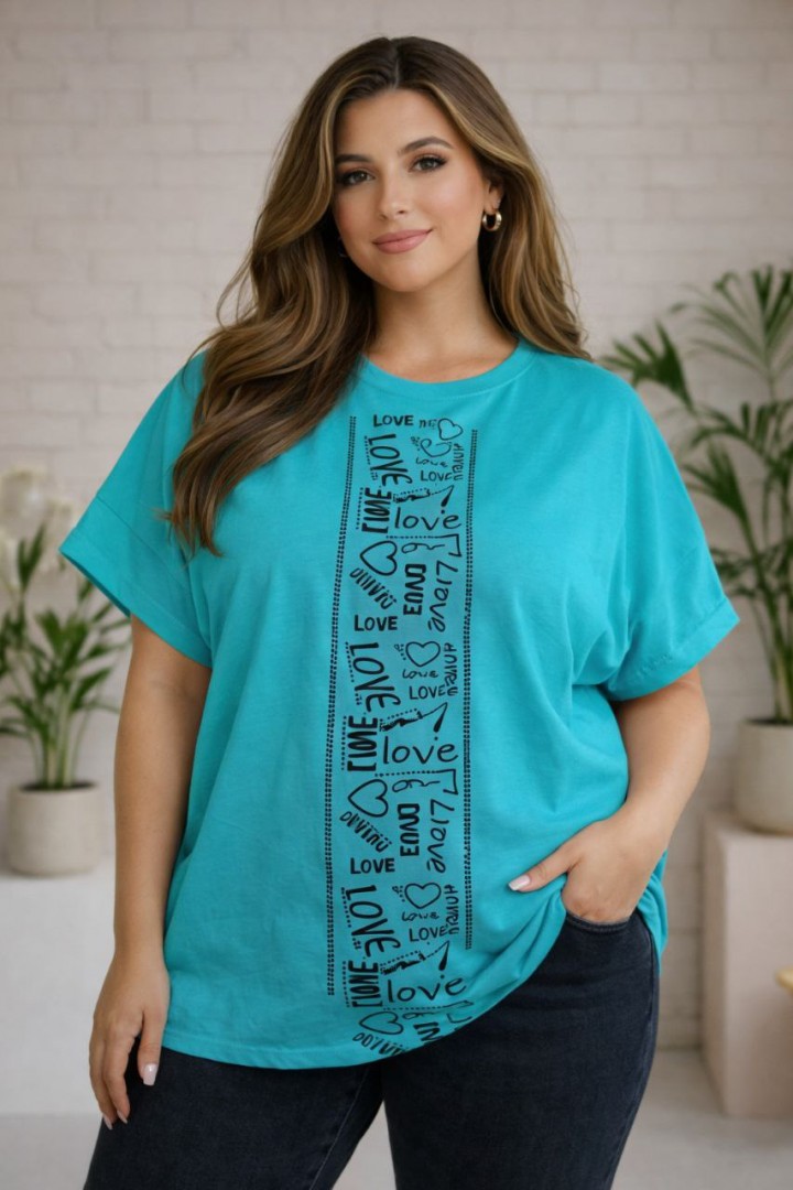 Стильная футболка oversize с накатом MIK-135A159