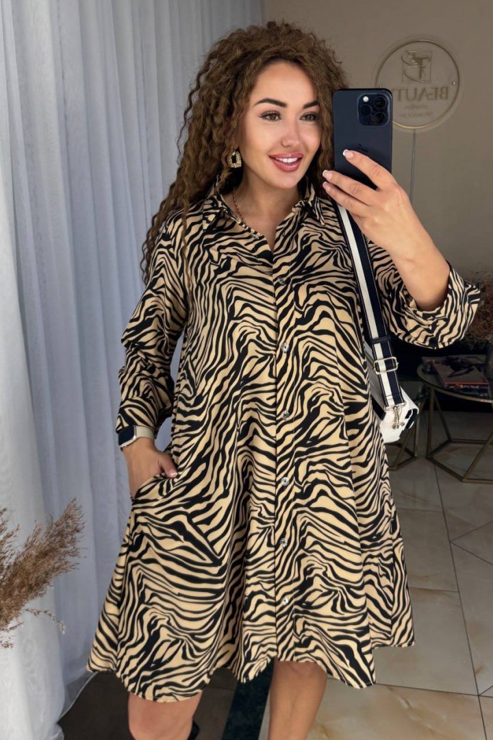 Свободное платье на пуговицах IND-1059A400