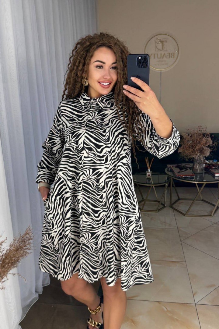 Свободное платье на пуговицах IND-1059A400