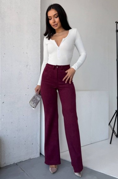 Замшеві брюки з високою посадкою MIK-9108A460 Замшеві брюки з високою посадкою MIK-9108A460