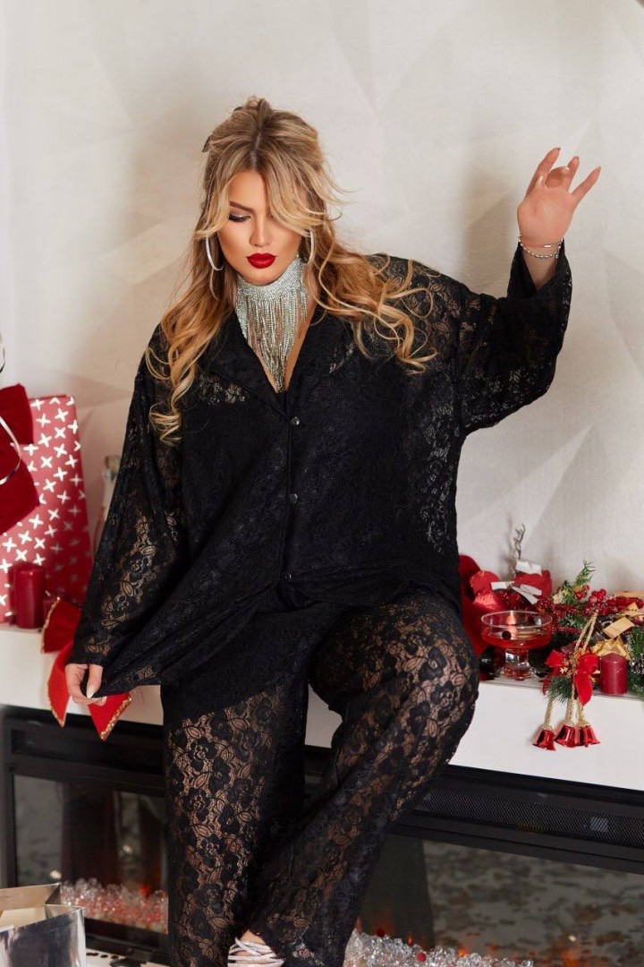 Кружевный брючный костюм двойка YM-7004A22