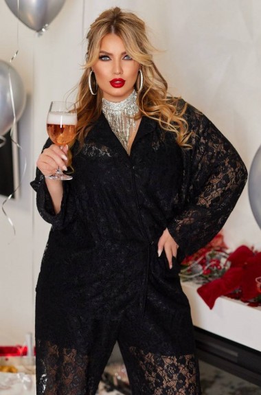 Кружевный брючный костюм двойка YM-7004A22