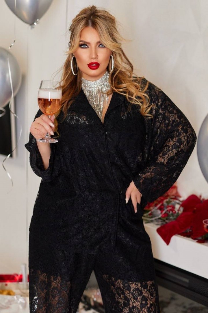 Кружевный брючный костюм двойка YM-7004A22