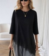 Ассиметричная футболка с кружевом LSA-766A400