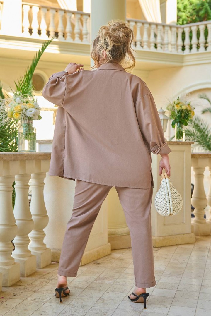 Льняной костюм женский с брюками LZ-M1130A630