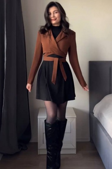 Черное платье трикотаж WA-121A350