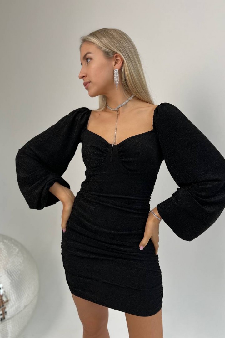 Короткое вечернее черное платье Дайон - купить недорого — Donna Bella - Дайон-2
