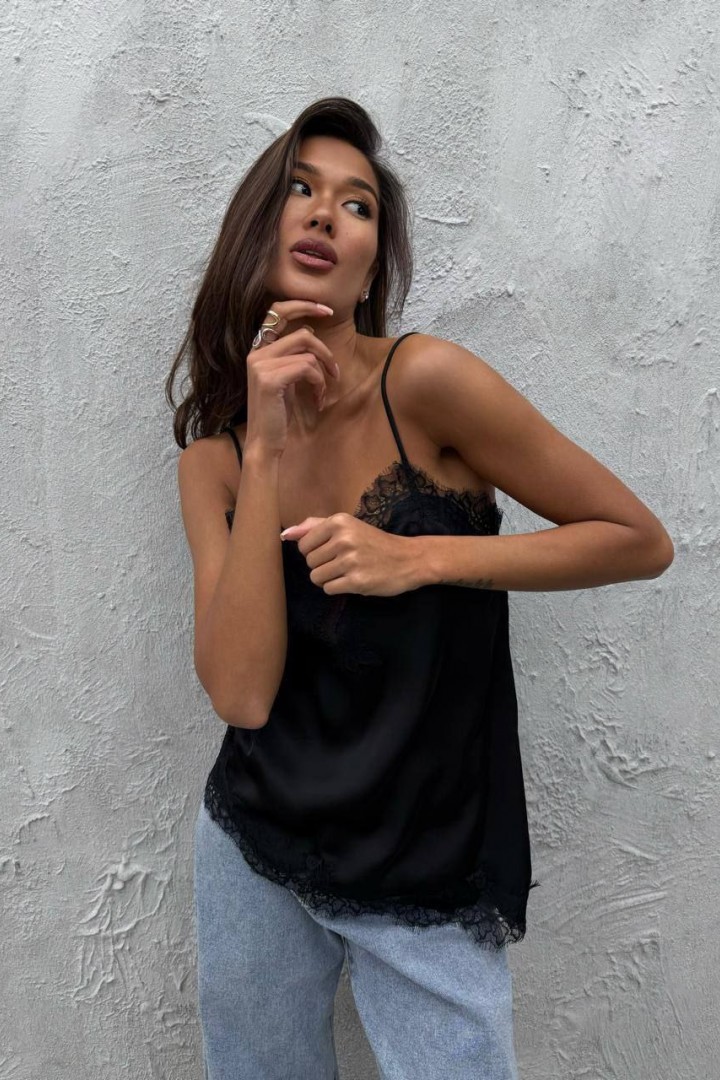 Шелковый топ с кружевом KC-3363A400