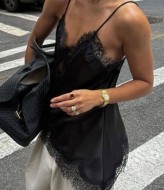 Шелковый топ с кружевом KC-3363A400