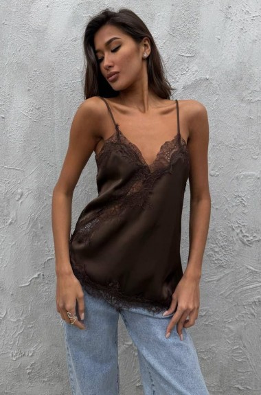 Шелковый топ с кружевом KC-3363A400 Шелковый топ с кружевом KC-3363A400