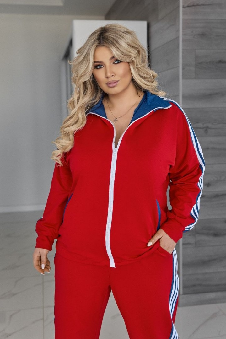 Трикотажный костюм с джинсовыми вставками VOJ-345A850