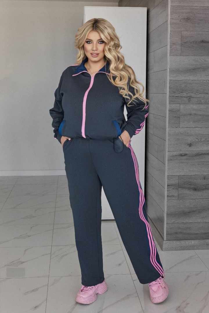 Трикотажный костюм с джинсовыми вставками VOJ-345A850