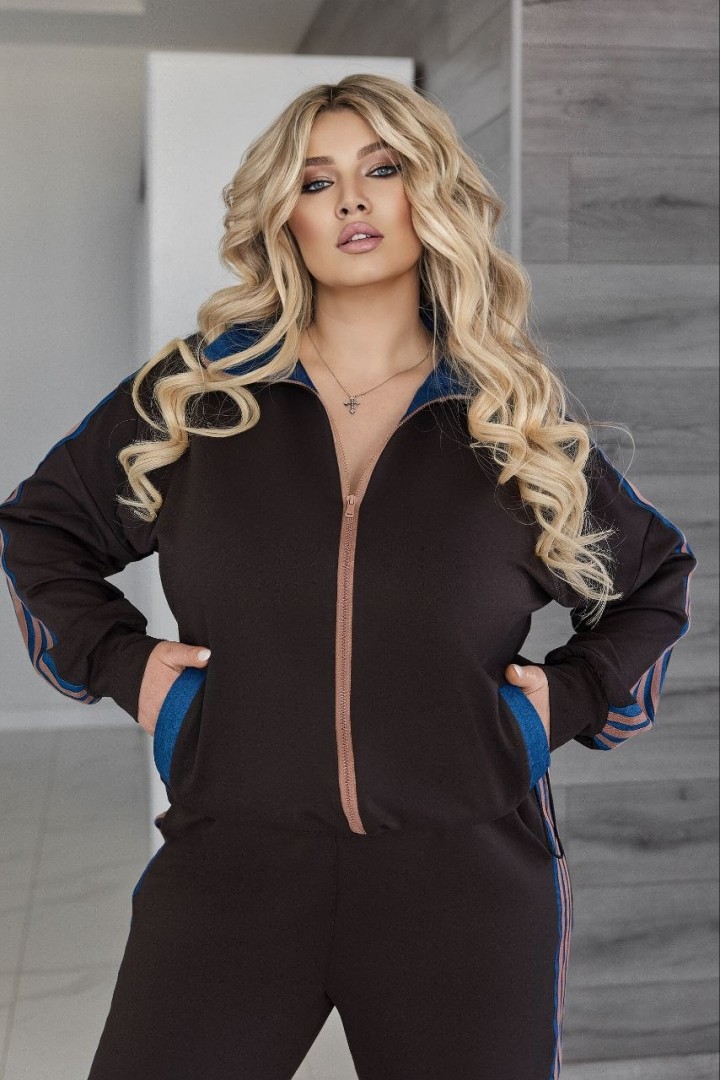 Трикотажный костюм с джинсовыми вставками VOJ-345A850