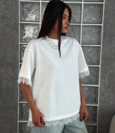 Футболка с кружевом KIK-037A379