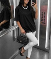 Футболка с кружевом KIK-037A379