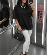 Футболка с кружевом KIK-037A379