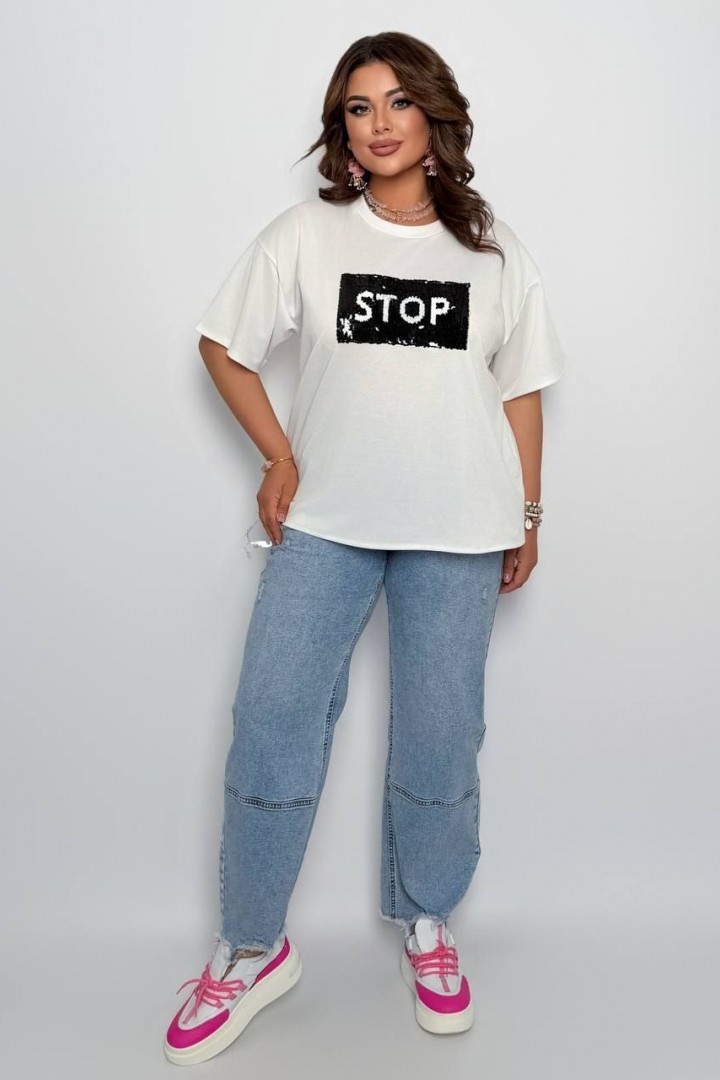 Футболка з спущеним рукавом і нашивка AD-8014A190