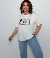 Футболка з спущеним рукавом і нашивка AD-8014A190