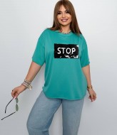 Футболка з спущеним рукавом і нашивка AD-8014A190