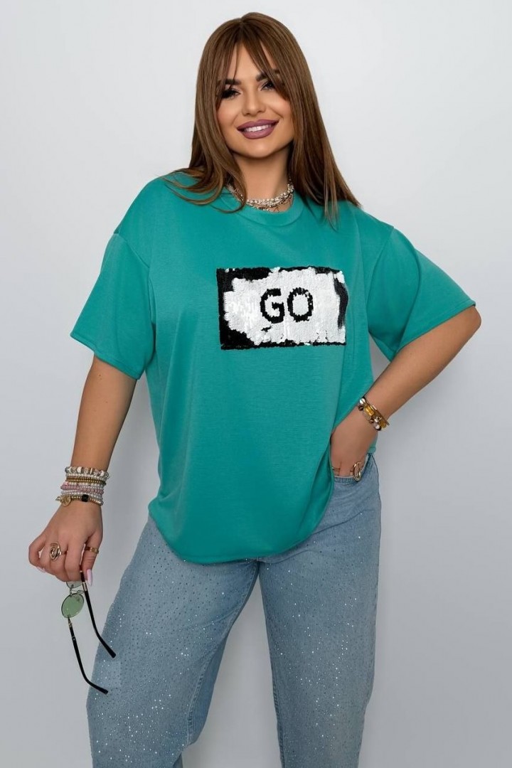 Футболка з спущеним рукавом і нашивка AD-8014A190