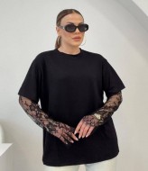 Стильна футболка з мереживними рукавами DAD-252A450