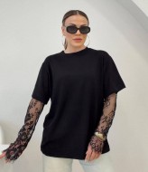 Стильна футболка з мереживними рукавами DAD-252A450