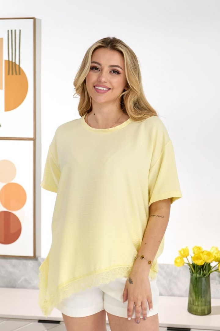 Льняная футболка с кружевом IB-1155A460