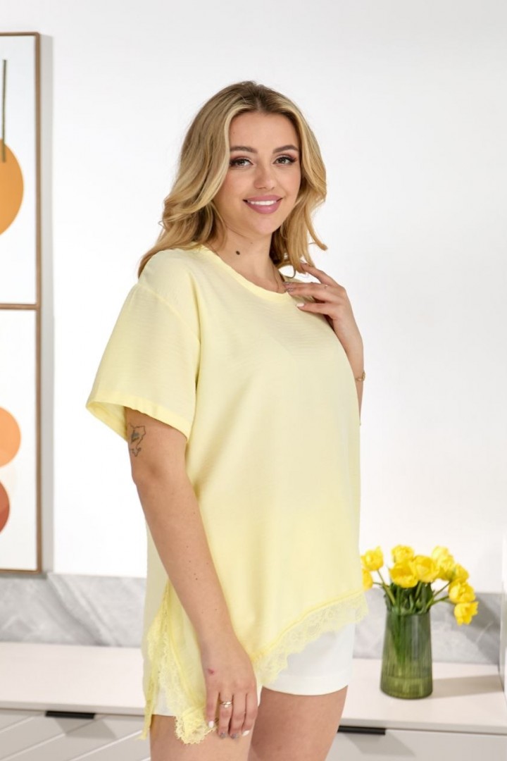 Льняная футболка с кружевом IB-1155A460