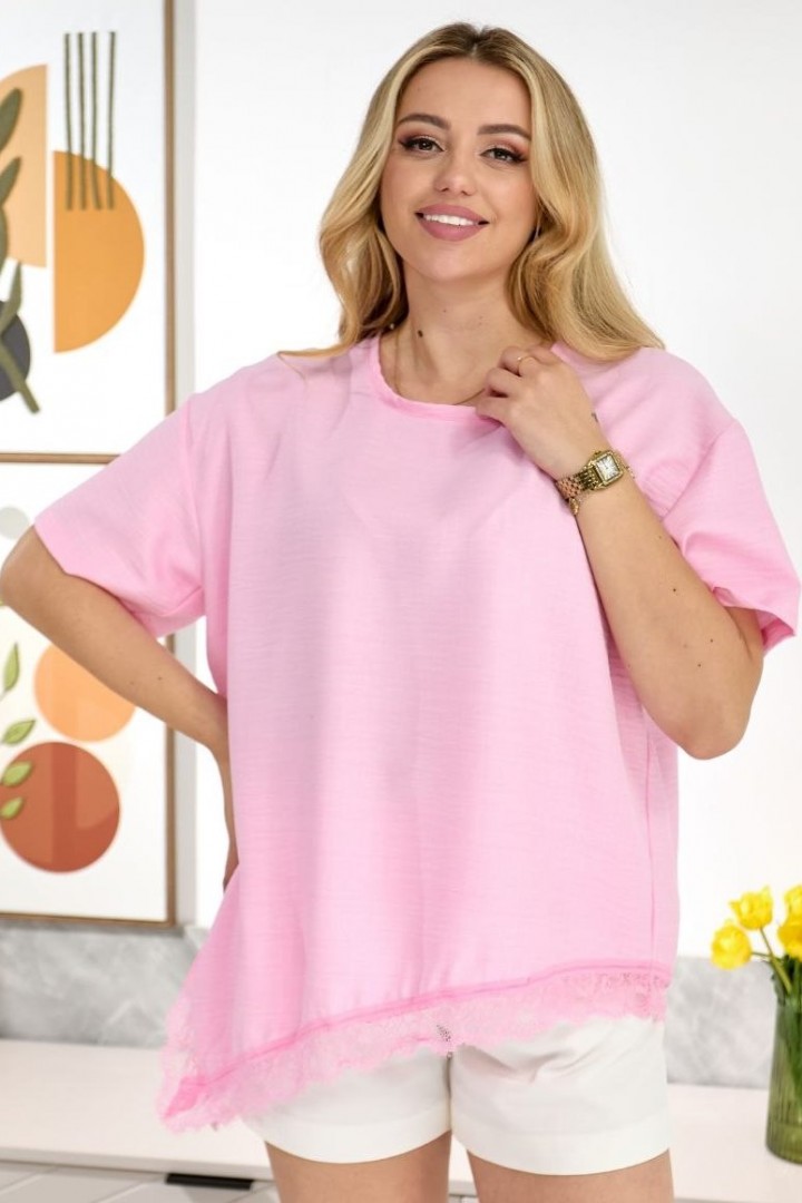 Льняная футболка с кружевом IB-1155A460