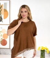 Льняная футболка с кружевом IB-1155A460