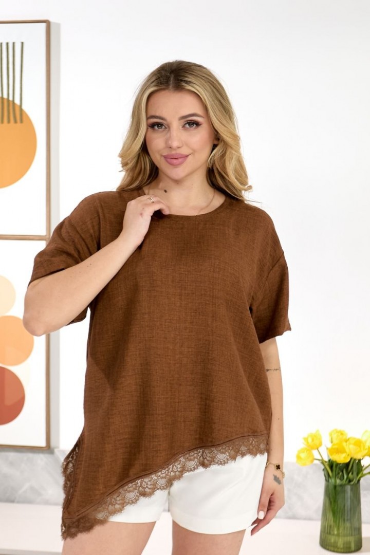Льняная футболка с кружевом IB-1155A460