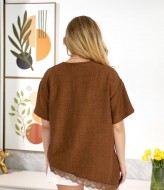 Льняная футболка с кружевом IB-1155A460