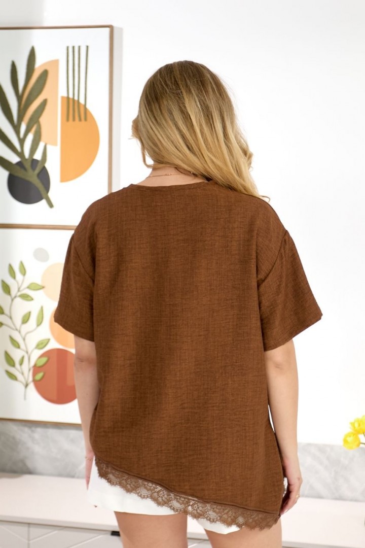 Льняная футболка с кружевом IB-1155A460