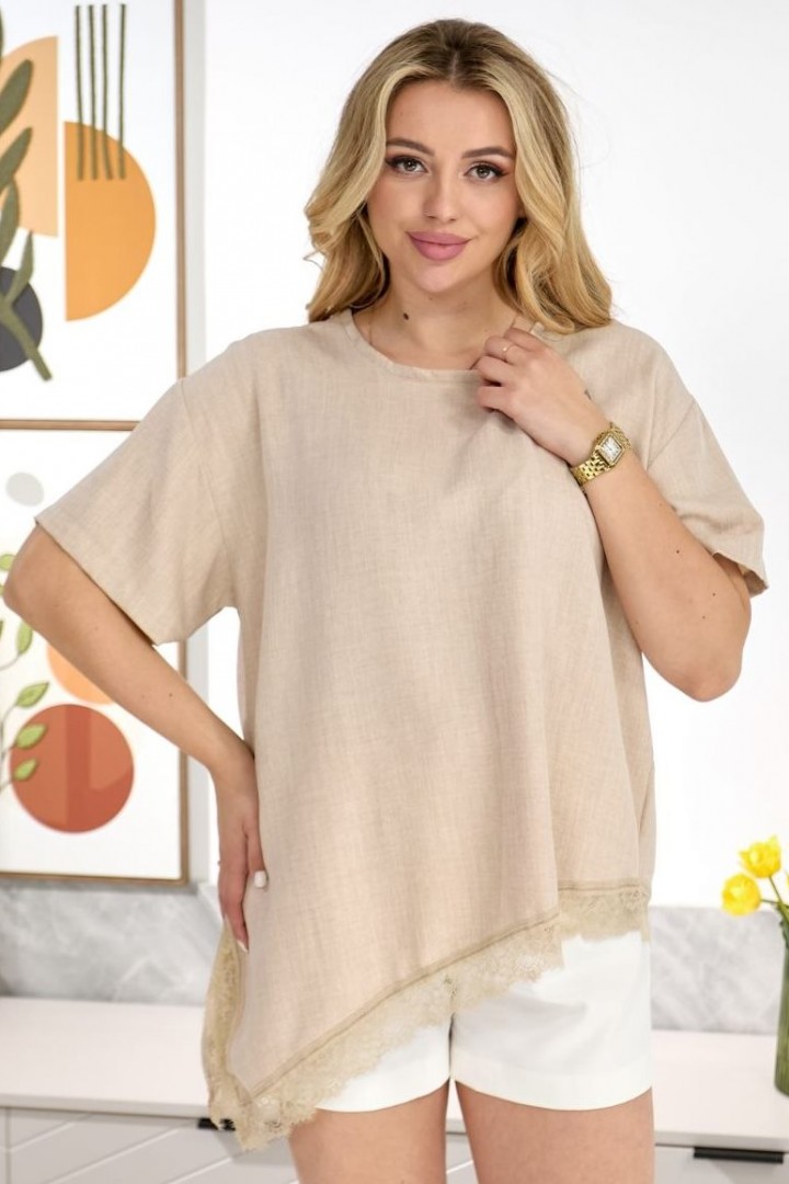 Льняная футболка с кружевом IB-1155A460