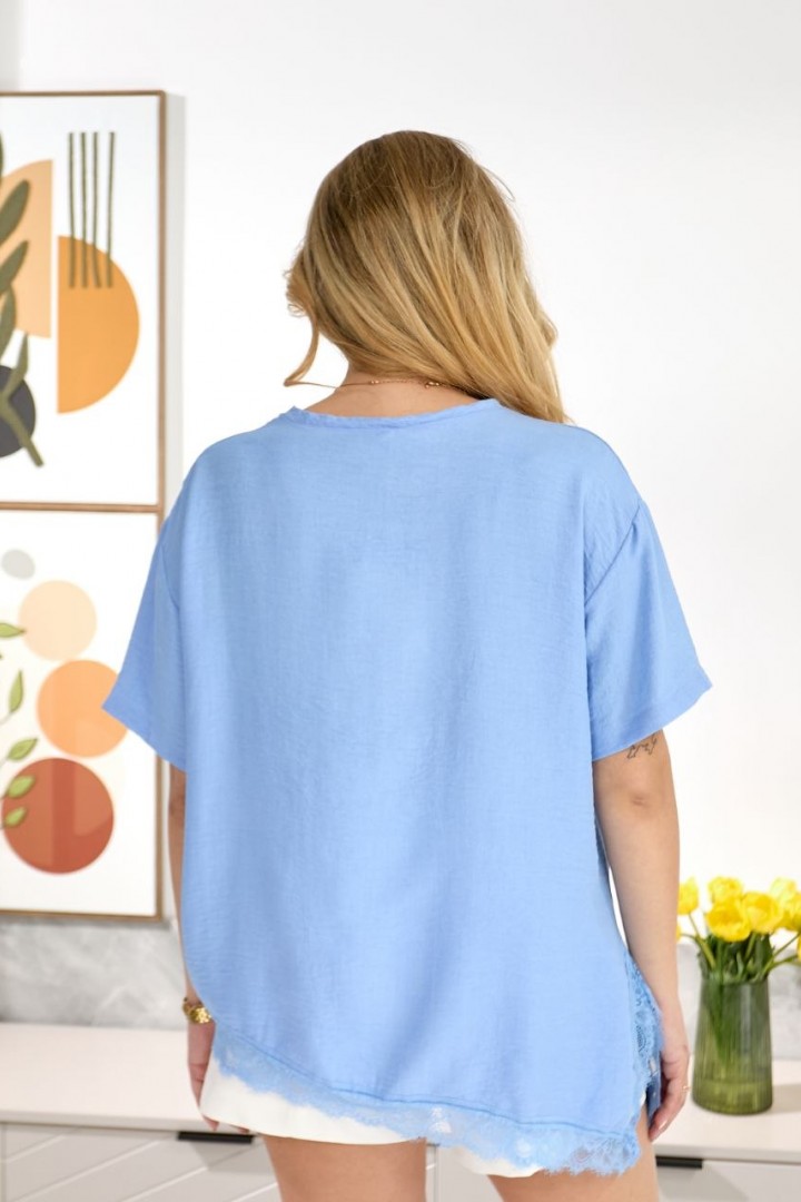 Льняная футболка с кружевом IB-1155A460