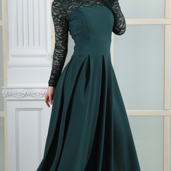 Вечернее платье в пол с длинным рукавом NA-2001