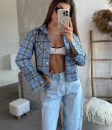 Укороченная рубашка в клетку  VOL-698A480