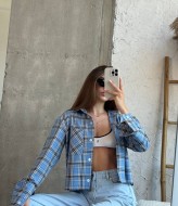 Укороченная рубашка в клетку  VOL-698A480