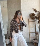 Укороченная рубашка в клетку  VOL-698A480