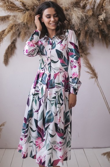 Шелковое платье с принтом NJ-IVP-3120A800 Шелковое платье с принтом NJ-IVP-3120A800