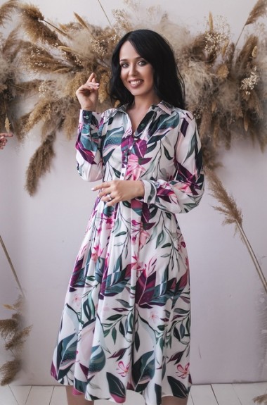 Шелковое платье с принтом NJ-IVP-3120A800 Шелковое платье с принтом NJ-IVP-3120A800