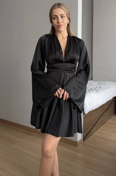 Шёлковое платье с широкими рукавами MOK-600A600