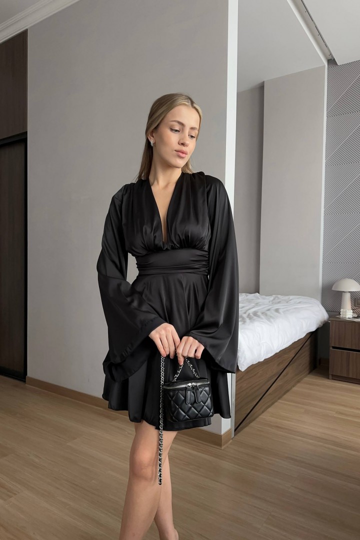 Шёлковое платье с широкими рукавами MOK-600A600