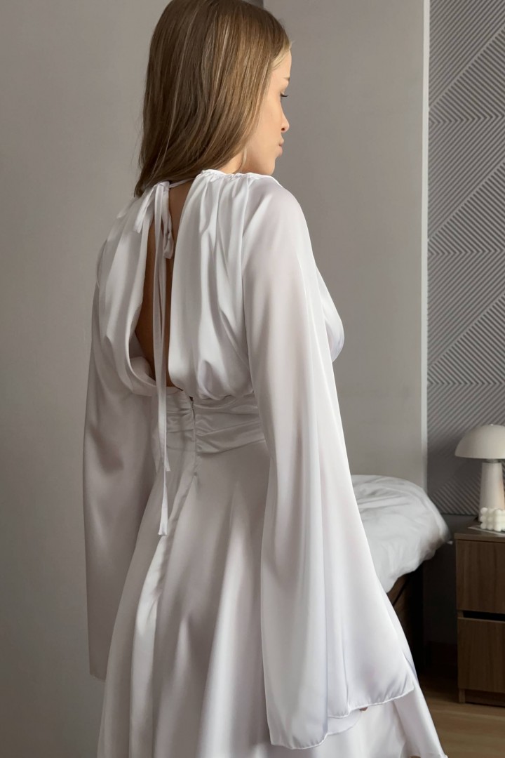 Шёлковое платье с широкими рукавами MOK-600A600