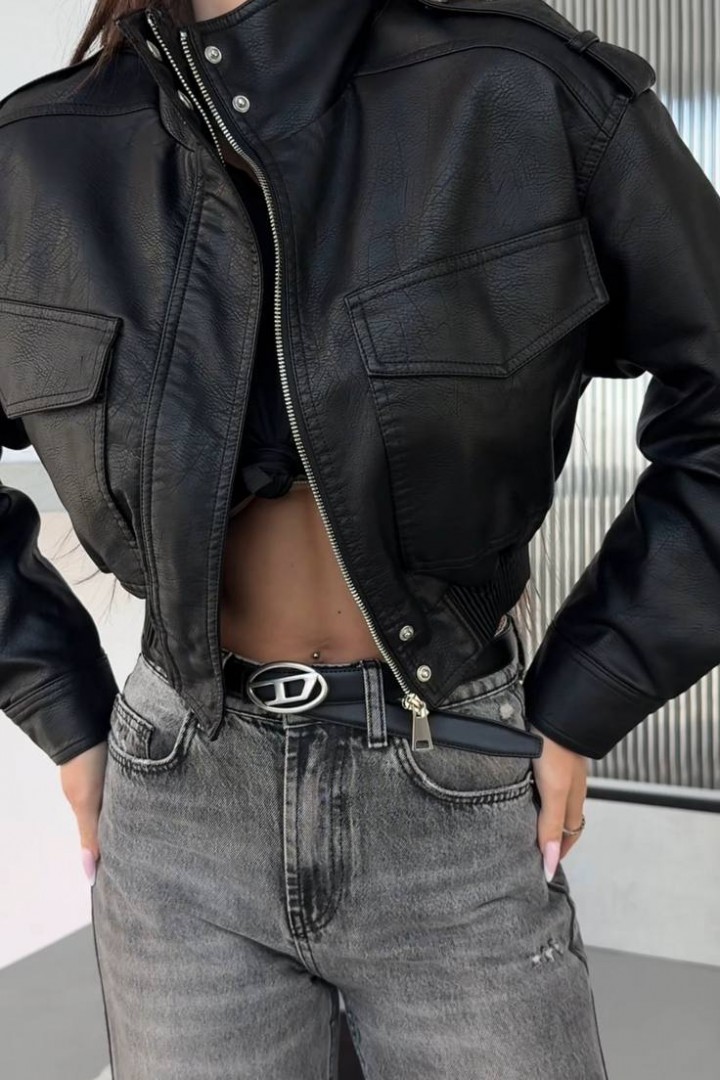 Укорочена куртка зі штучної шкіри INNA-07A1200