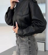 Укорочена куртка зі штучної шкіри INNA-07A1200