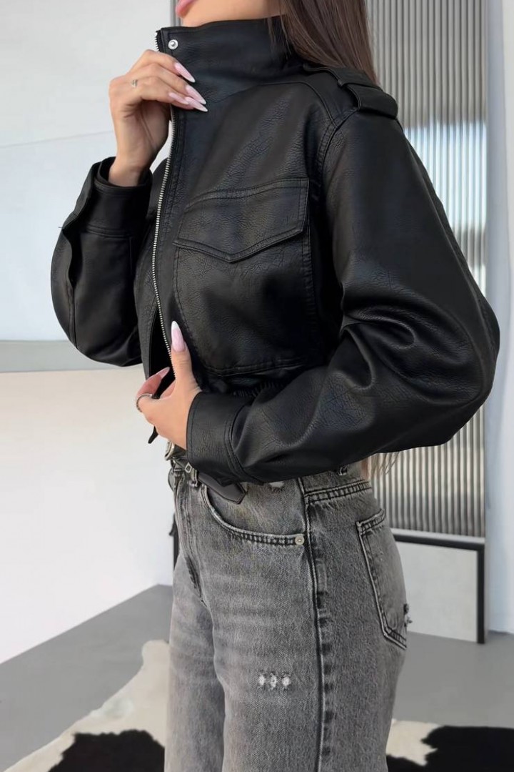 Укорочена куртка зі штучної шкіри INNA-07A1200