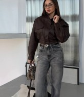 Укорочена куртка зі штучної шкіри INNA-07A1200