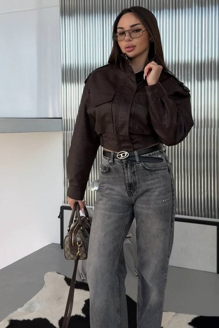 Укорочена куртка зі штучної шкіри INNA-07A1200