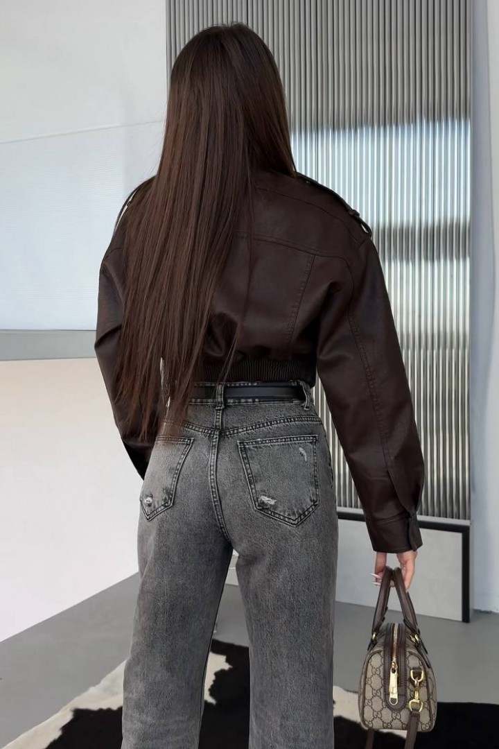 Укорочена куртка зі штучної шкіри INNA-07A1200